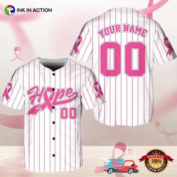 Personalized Breast Cancer Hope Pink Ribbons Baseball Jersey