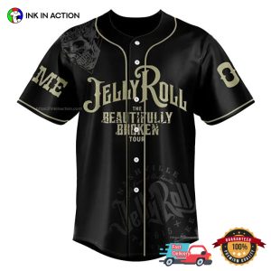 Personalized Jelly Roll The Beautifully Broken Tour Black Baseball Jersey