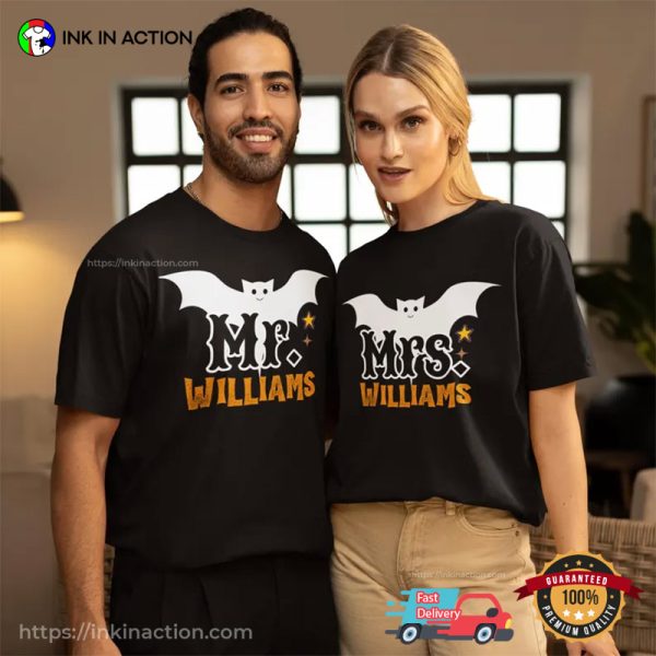 Personalized Mr. And Mrs. Bat Couple Halloween Matching T-shirt