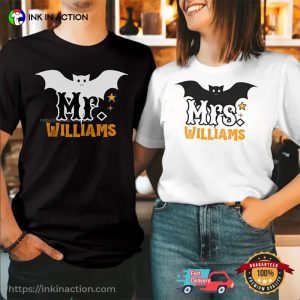 Personalized Mr. And Mrs. Bat Couple Halloween Matching T-shirt