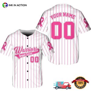 Personalized Warriors Breast Cancer Baseball Jersey 1