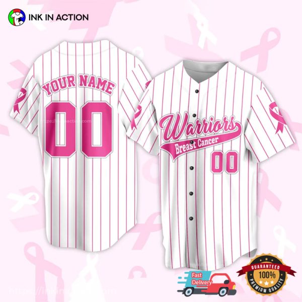 Personalized Warriors Breast Cancer Baseball Jersey