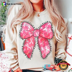 Pink Coquette Bow Ribbon Breast Cancer Awareness Tee