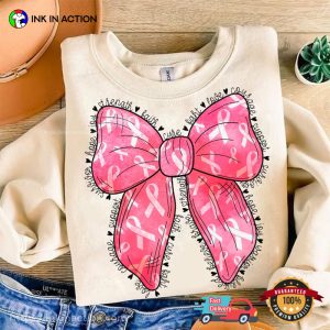 Pink Coquette Bow Ribbon Breast Cancer Awareness Tee 3