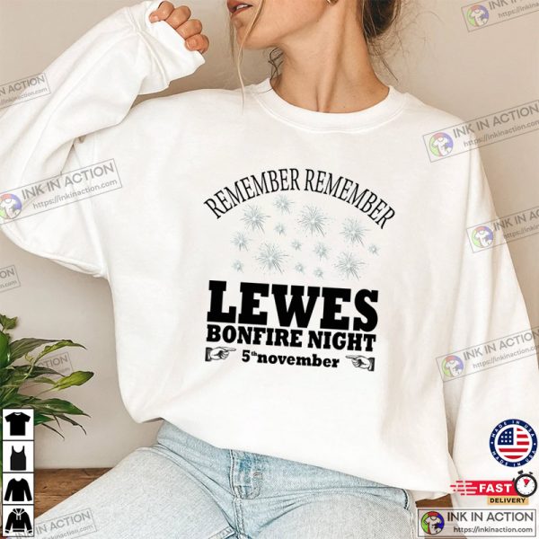 Remember Lewes Bonfire Night 5th November T-shirt