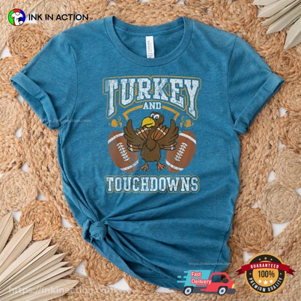 Retro Turkey And Touchdowns Football Comfort Colors T-shirt