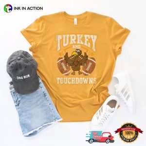 Retro Turkey And Touchdowns Football Comfort Colors T shirt 2