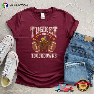 Retro Turkey And Touchdowns Football Comfort Colors T shirt 3