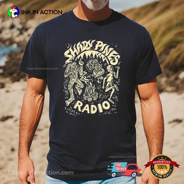 Shady Pines Radio Bonfire Night Mistery Creatures T-shirt