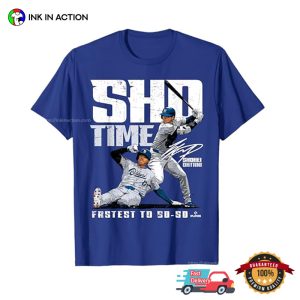 Sho Time Fastest To 50 50 Shohei Ohtani Signature T shirt 3