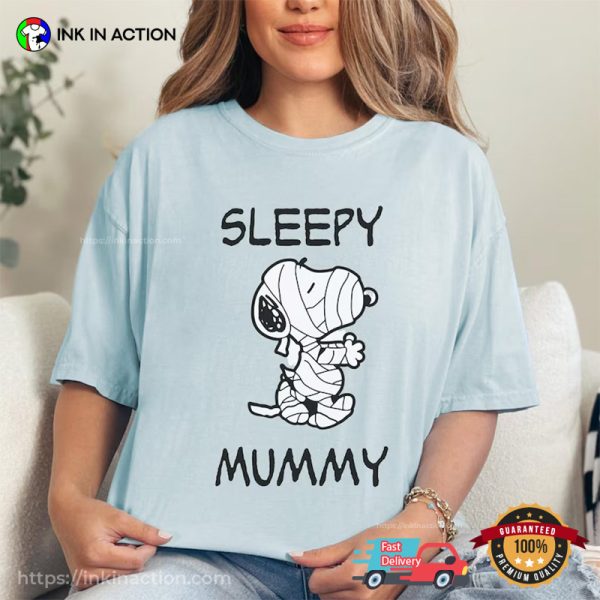 Sleepy Mummy Snoopy Halloween Comfort Colors T-shirt