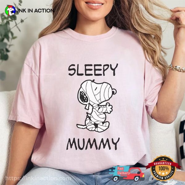 Sleepy Mummy Snoopy Halloween Comfort Colors T-shirt