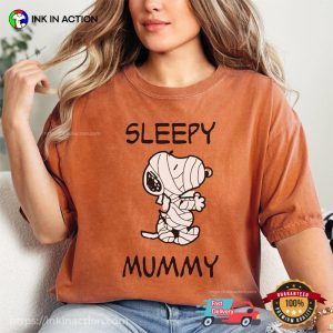 Sleepy Mummy Snoopy Halloween Comfort Colors T shirt 4