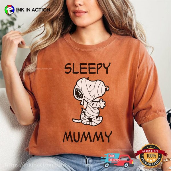 Sleepy Mummy Snoopy Halloween Comfort Colors T-shirt