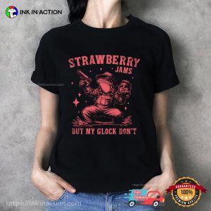 Strawberry Jams But My Glock Don't Cowboy Frog T shirt 2