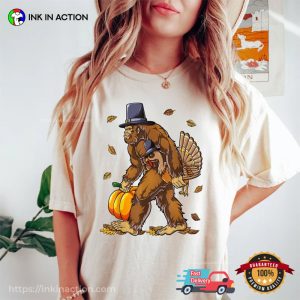 Thanksgiving Bigfoot Turkey Pumpkin Comfort Colors T shirt 3