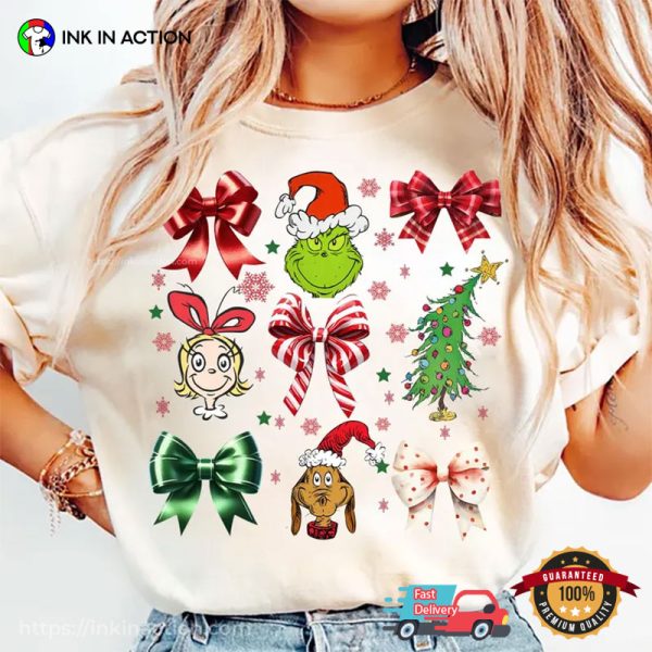 The Grinch Coquette Bow Xmas Comfort Colors Tee