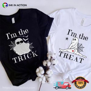 Trick And Treat Halloween Ghost Couple Matching T shirt 1