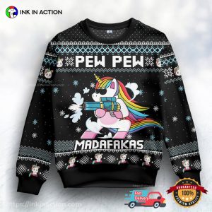 Unicorn Madafakas Pew Pew cute christmas sweaters 3