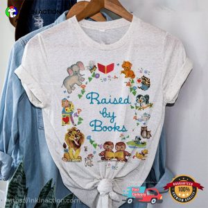 Vintage Raised by Books Golden Nostalgic Unisex T-shirt