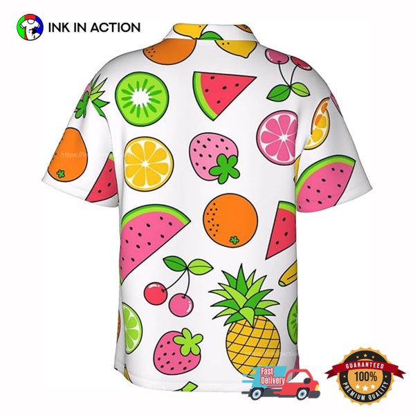 Watermelon Orange Pineapple Cherry Cartoon Hawaiian Shirt