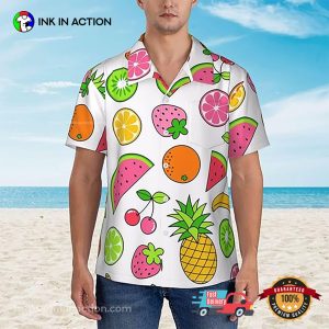 Watermelon Orange Pineapple Cherry Cartoon Hawaiian shirt 2