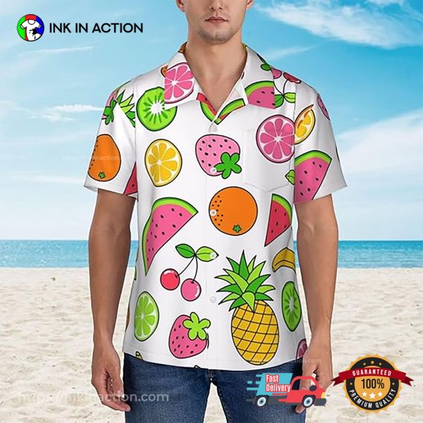 Watermelon Orange Pineapple Cherry Cartoon Hawaiian Shirt