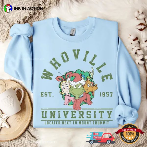 Whoville University Classic Grinch Christmas Shirts