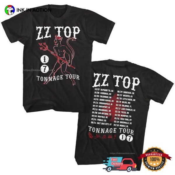 ZZ Top Devil Tonnage Tour 2017 Dates Fan T-shirt