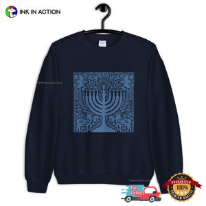 menorah candles Happy Hanukkah Jewish T shirt 3