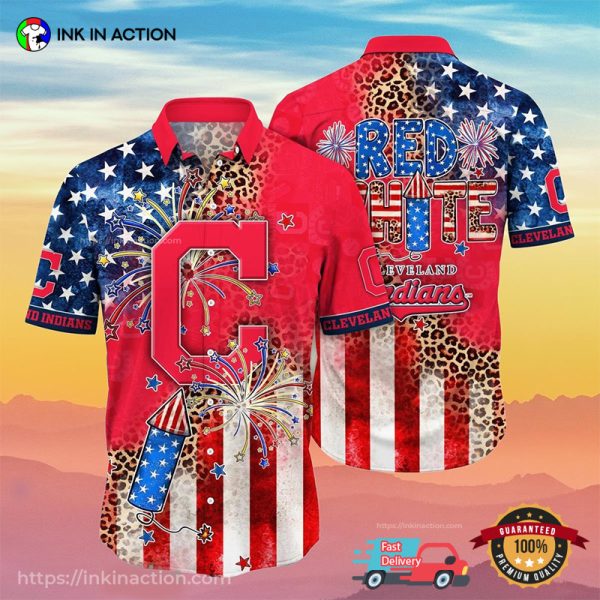 4th Of July Red White Cleveland Indians MLB Hawaiian Shirt