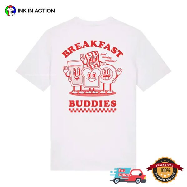 BREAKFAST BUDDIES Retro Cartoon Funny Meme T-shirt