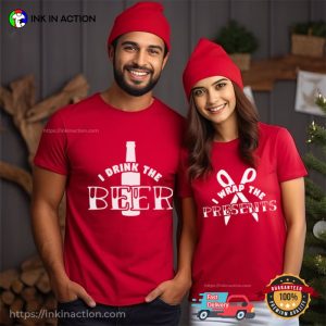 Beer And Presents Funny Matching Couples Christmas T-shirt