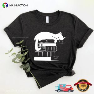 Black Cat And Books Comfort Colors Tee 1