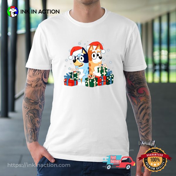 Bluey Bandit And Chilli Merry Christmas T-shirt