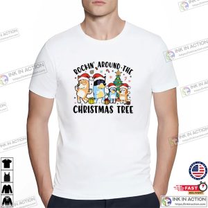 Bluey Dancing Around Christmas Tree Bluey Family Xmas T-shirt