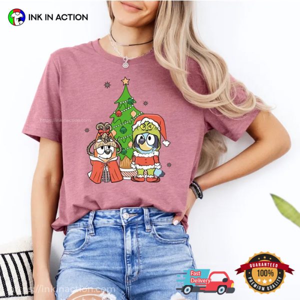 Bluey And Bingo Grinch And Max Christmas Comfort Colors T-shirt