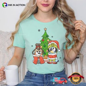 Bluey and Bingo Grinch And Max Christmas Comfort Colors T shirt 3