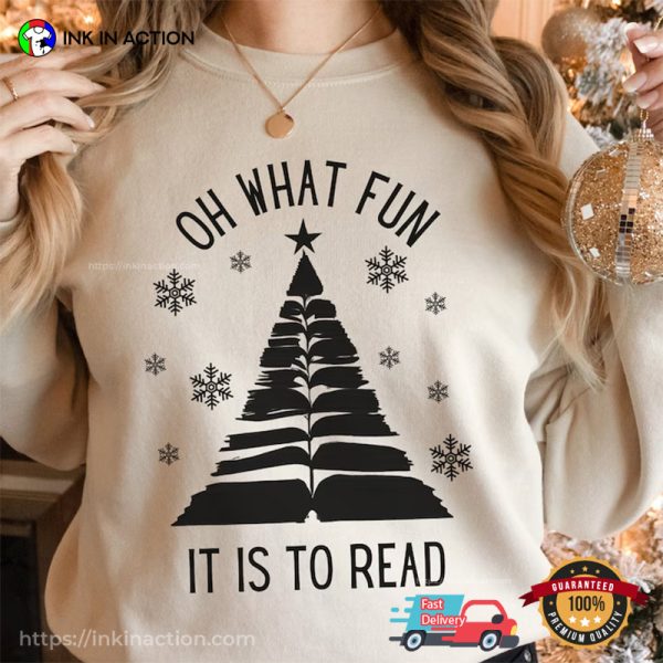 Bookworm Christmas Tree Book Shirt