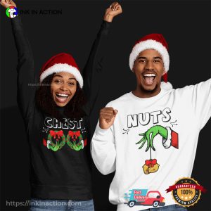 Chest Nuts Funny Couple Christmas Matching T-shirt