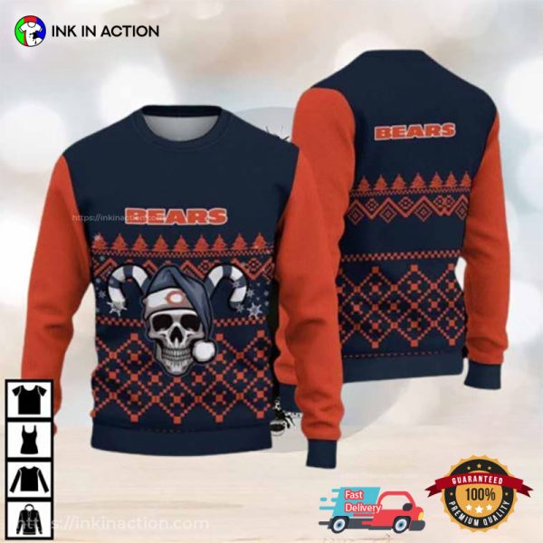 Chicago Bears Santa Skull Christmas Ugly Sweater