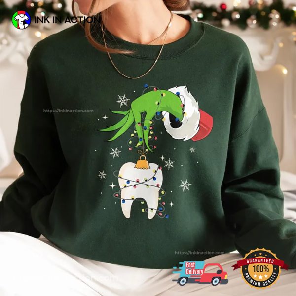 Christmas Dentist The Grinch Lights Tooth Shirt