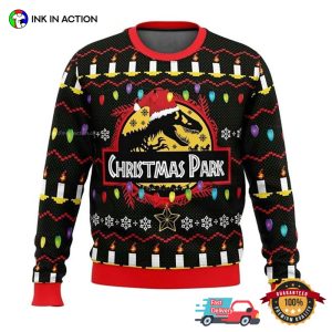 Christmas Park Jurassic Park Lights Ugly Sweater