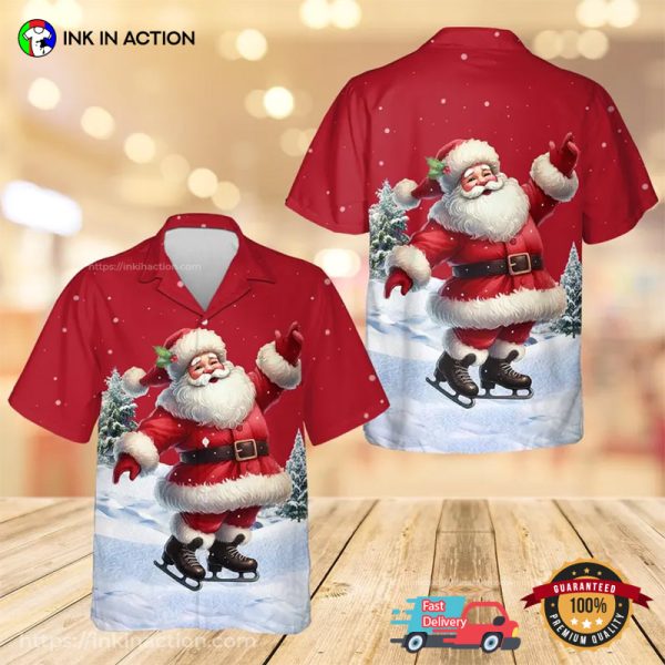 Christmas Santa Claus Skiing Hawaiian Shirt