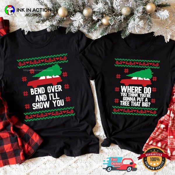 Christmas Tree Adult Joke Couple Matching T-shirt