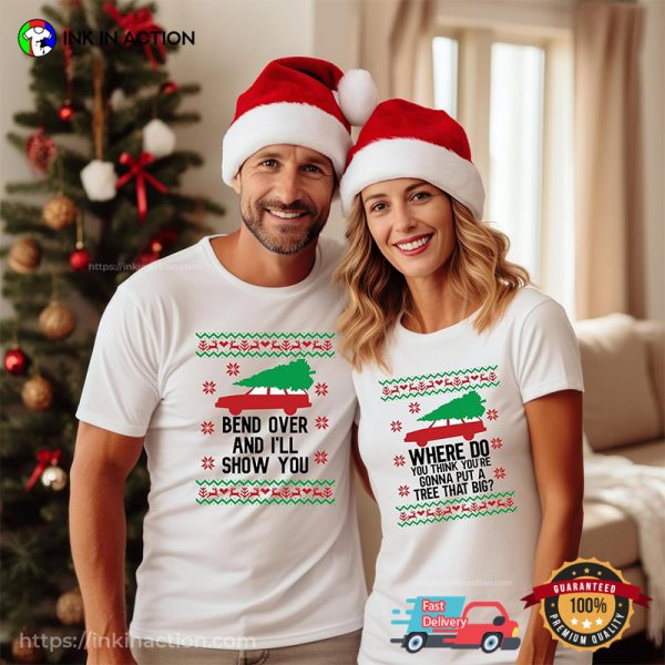 Christmas Tree Adult Joke Couple Matching T-shirt