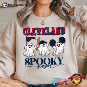 Cleveland Baseball Spooky Season Cute Ghost T-shirt