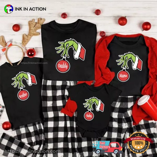 Custom Grinch Red Bulb Christmas Family Matching Shirt