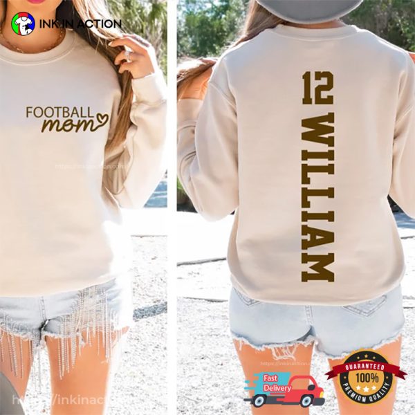 Customized Football Mom Name 2-Sided Shirt