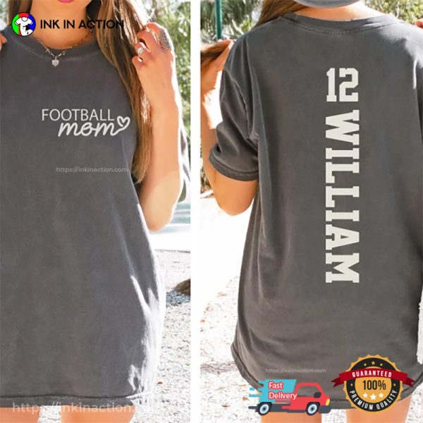 Customized Football Mom Name 2-Sided Shirt